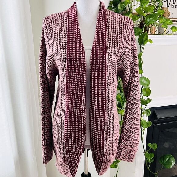 Pink Rose Burgundy Red & Pink Oversize Super Soft Cozy Cardigan Sweater - Large - Picture 1 of 10